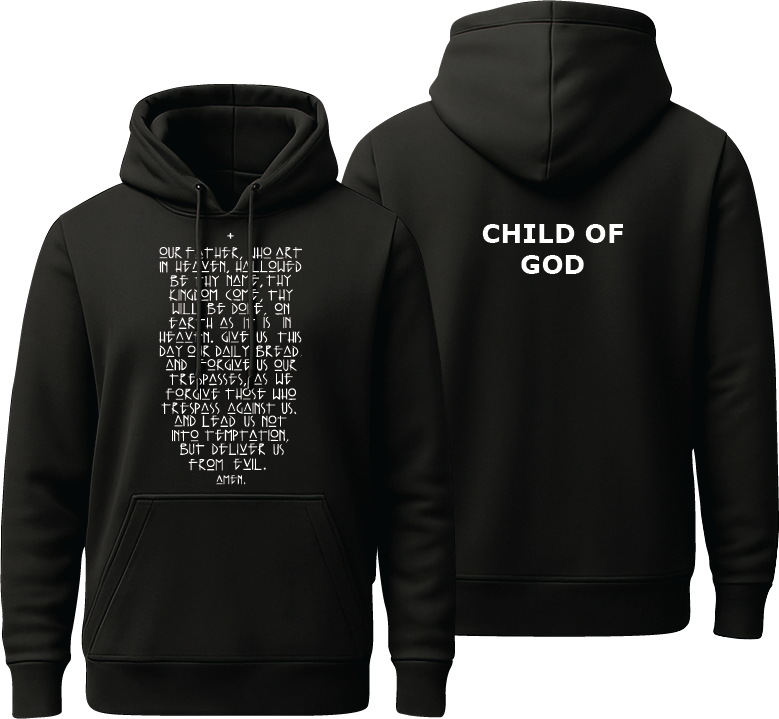 Black hoodie printed the Lord's prayer